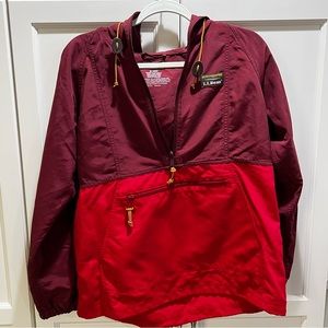 LL Bean colorblock classic anorak - crimson and red